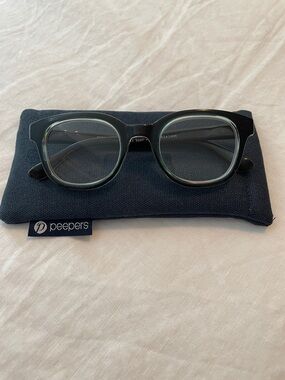 NWOT Peepers Black Green-Trim Reading Glasses +3.00